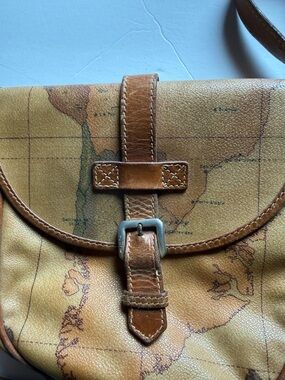 Alviero Martini 1st Classe Leather Crossbody Shoulder Bag Made In Italy Worldmap